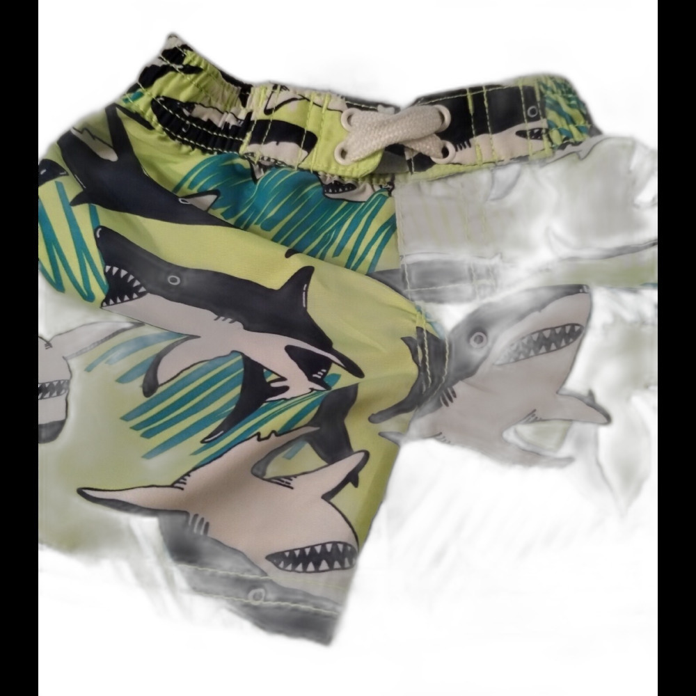 Oshkosh Bogosh Toddler Boys Swim Shorts with Shark all over print Size12 Months - Picture 8 of 9